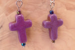 Purple Howlite Cross Earrings