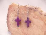 Purple Howlite Cross Earrings
