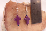 Purple Howlite Cross Earrings