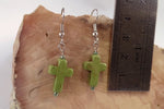 Lime Green Howlite Cross Earrings