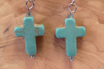 Turquoise Howlite Cross Earrings