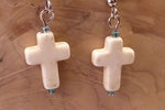 White Howlite Cross Earrings