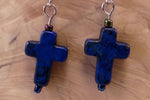 Blue Howlite Cross Earrings