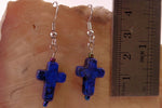 Blue Howlite Cross Earrings