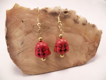 Red Howlite Buddha Earrings