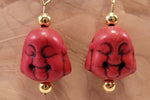 Red Howlite Buddha Earrings
