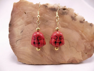 Red Howlite Buddha Earrings