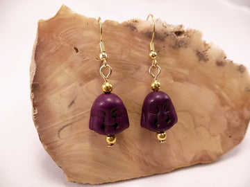 Purple Howlite Buddha Earrings