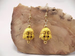 Yellow Howlite Buddha Earrings