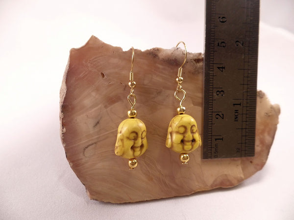 Yellow Howlite Buddha Earrings