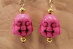 Hot Pink Howlite Buddha Earrings