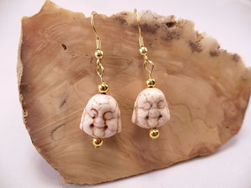White Howlite Buddha Earrings