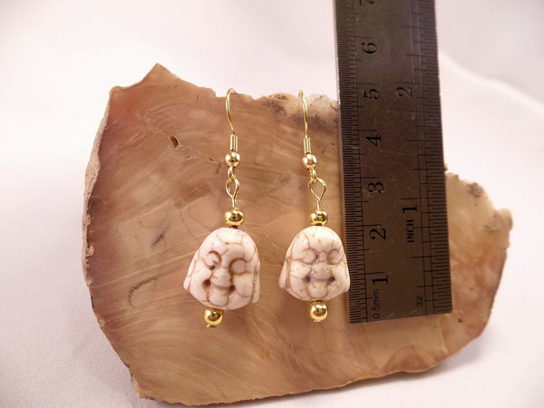 White Howlite Buddha Earrings