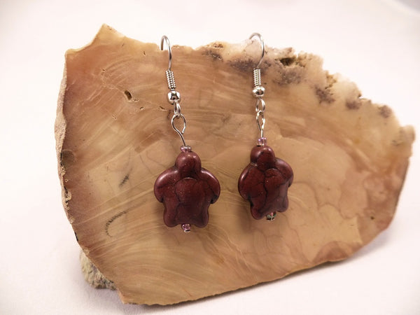 Brown Howlite Turtle Earrings