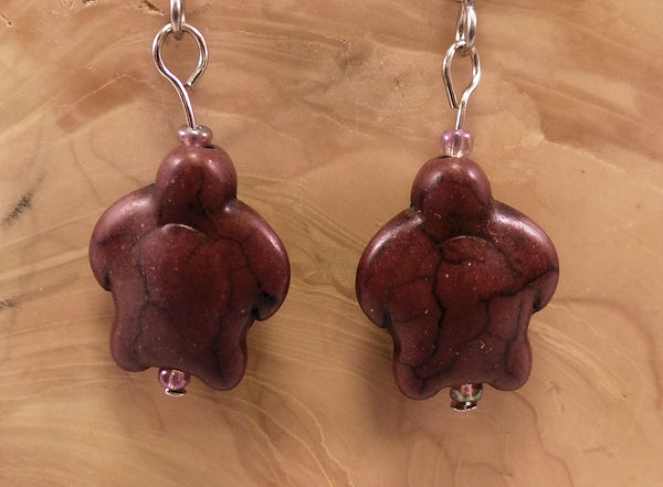 Brown Howlite Turtle Earrings