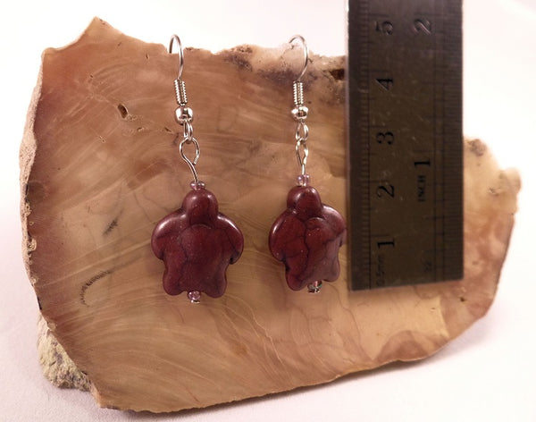 Brown Howlite Turtle Earrings