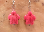 Hot Pink Howlite Turtle Earrings