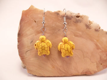 Yellow Howlite Turtle Earrings