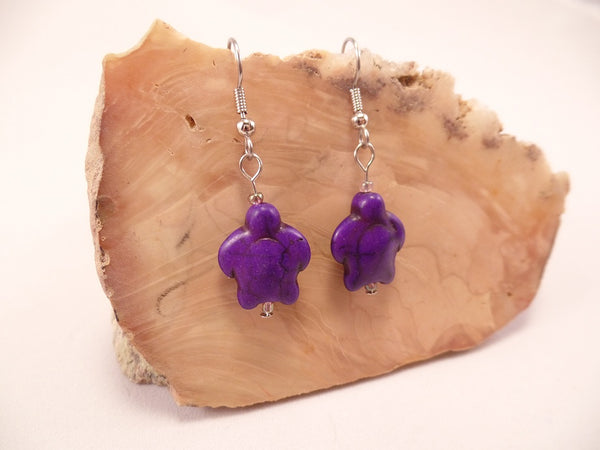 Purple Howlite Turtle Earrings