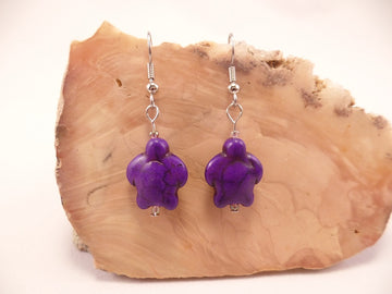 Purple Howlite Turtle Earrings