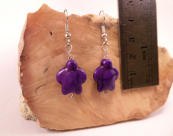 Purple Howlite Turtle Earrings