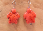 Orange Howlite Turtle Earrings