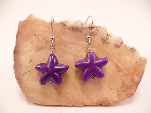 Purple Howlite Starfish Earrings