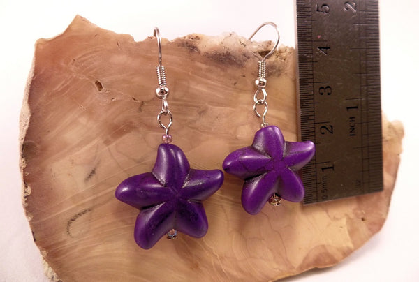 Purple Howlite Starfish Earrings