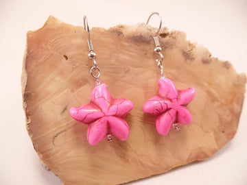 Hot Pink Howlite Starfish Earrings