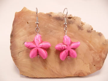Hot Pink Howlite Starfish Earrings