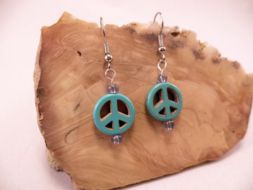 Turquoise Howlite Peace Sign Earrings