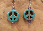 Turquoise Howlite Peace Sign Earrings