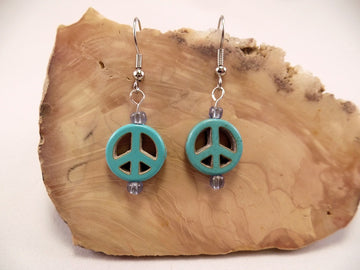 Turquoise Howlite Peace Sign Earrings
