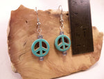 Turquoise Howlite Peace Sign Earrings