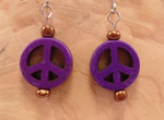 Purple Peace Sign Earrings