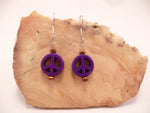 Purple Peace Sign Earrings