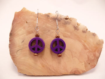 Purple Peace Sign Earrings