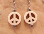 White Peace Sign Earrings
