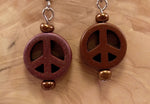 Brown Howlite Peace Sign Earrings