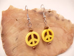 Yellow Peace Sign Earrings