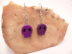 Purple Flat Skull Earrings