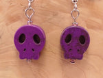 Purple Flat Skull Earrings