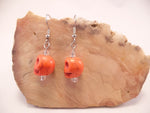 Orange Howlite Skull Earrings