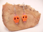 Orange Flat Skull Earrings