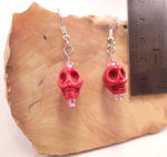 Red Howlite Skull Earrings