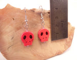 Red Flat Skull Earrings