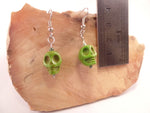 Lime Green Howlite Skull Earrings