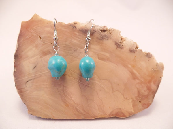 Turquoise Howlite Skull Earrings