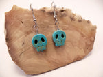 Turquoise Flat Skull Earrings