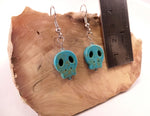 Turquoise Flat Skull Earrings